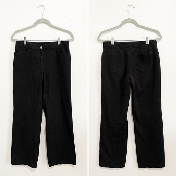 Eileen Fisher Wide Leg Pants Trousers Cotton Blend Classic Black MP - Picture 2 of 3